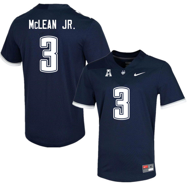 Men #3 Deon Mclean Jr. Uconn Huskies College Football Jerseys Sale-Navy - Click Image to Close